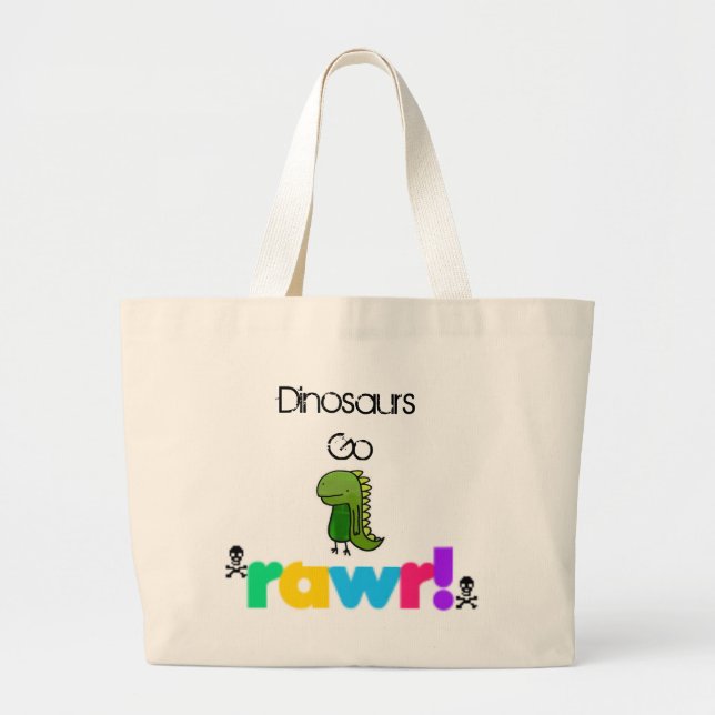 Bolsa Tote Grande Os dinossauros vão xD de Rawr (Frente)