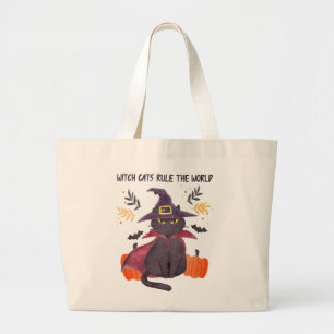 Bolsa Tote Grande Os Gatos de Bruxas Governam O Mundo