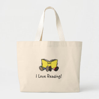 Bolsa Tote Grande os miúdos que lêem, eu amo ler!