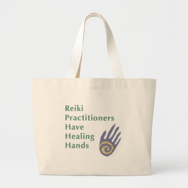 Bolsa Tote Grande Os Profissionais Da Reiki Têm Mãos Para A Curação (Frente)