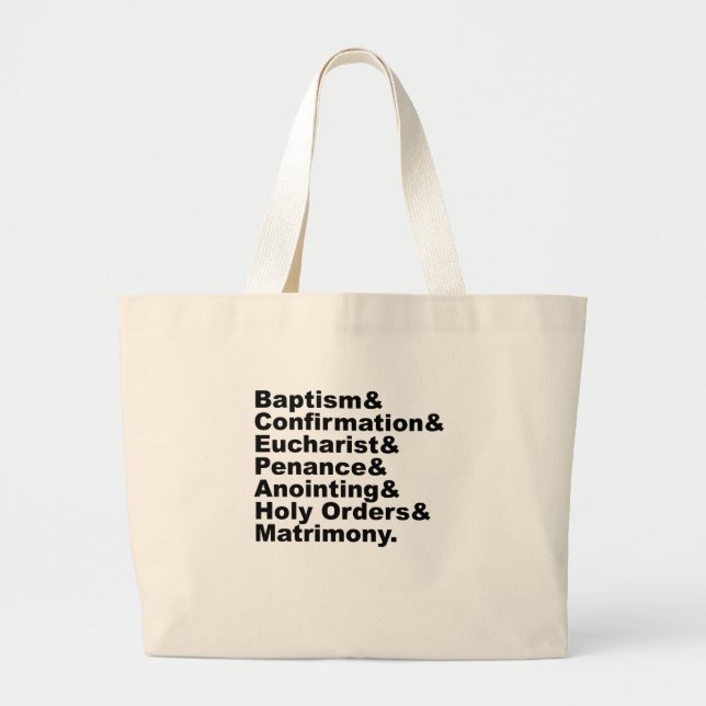 Bolsa Tote Grande Os Sete Sacramentos do Cristianismo e do Catolicis (Frente)