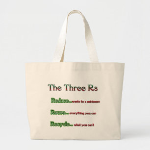 Bolsa Tote Grande Os três Rs, reduzem-se, reúso, recicl