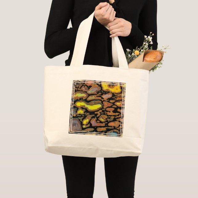 Bolsa Tote Grande Osso de Dinossauro Multicolorido (Frente (produto))