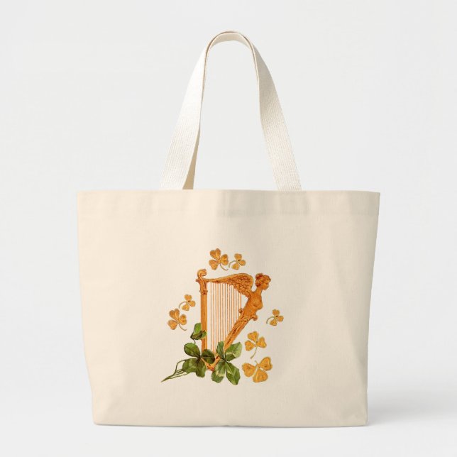 Bolsa Tote Grande Ouro Irish Harp (Frente)