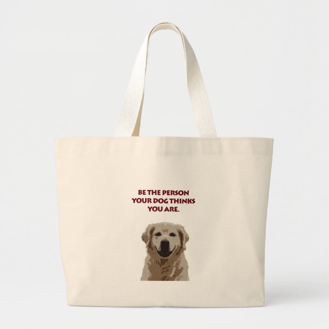 Bolsa Tote Grande Ouro Retriever com citação agradável (Frente)