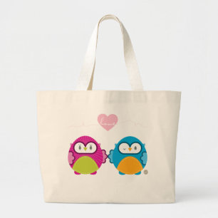 Bolsa Tote Grande OWL AMOR: garota brilhante + menino