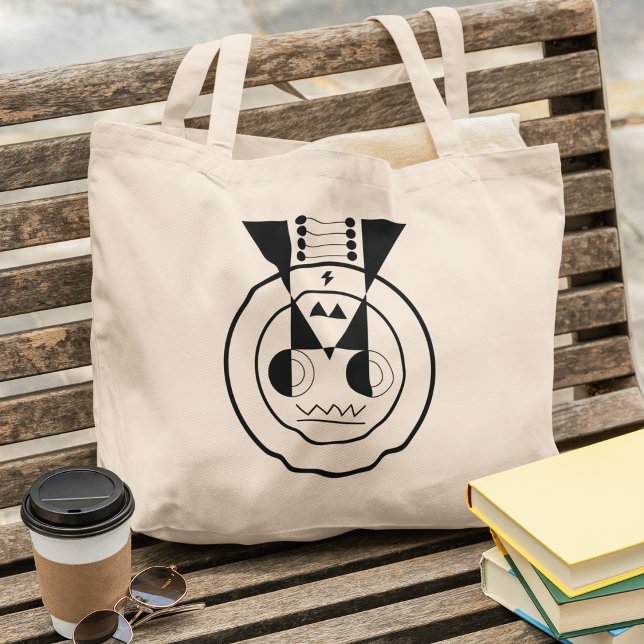 Bolsa Tote Grande Ox Canvas Zodiosa - Design de Geometria Animal Ush (Rooted in calm - your zodiac tote, paired with books and a warm brew.)