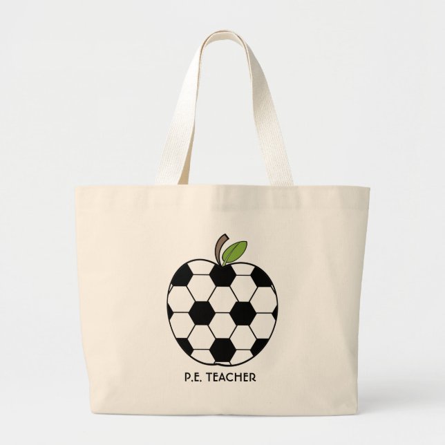 Bolsa Tote Grande P.E. Saco do professor - bola de futebol Apple (Frente)