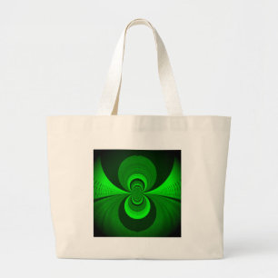 Bolsa Tote Grande Padrão de Caleidoscópio Verde Brilhante abstrato