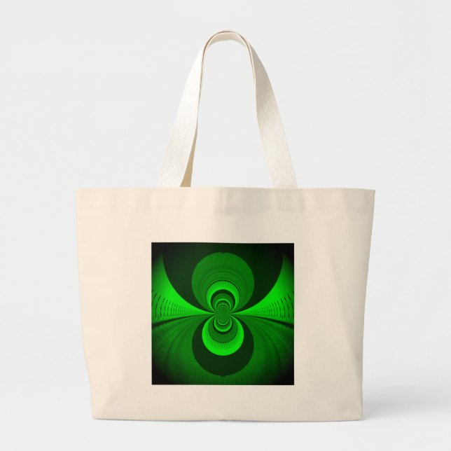 Bolsa Tote Grande Padrão de Caleidoscópio Verde Brilhante abstrato (Frente)