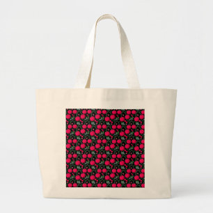 Bolsa Tote Grande Padrão de Cereja Fofo Estética Cereja Vermelha S