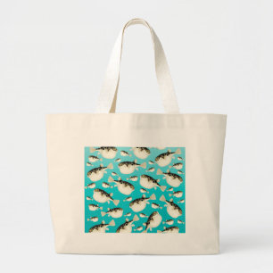 Bolsa Tote Grande padrão de chalé de peixe-pufe