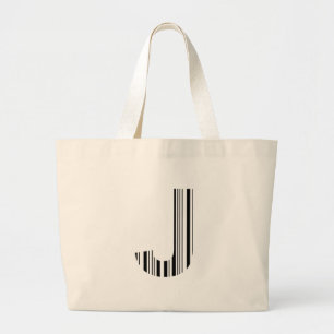 Bolsa Tote Grande Padrão de código de barras da primeira inicial LET