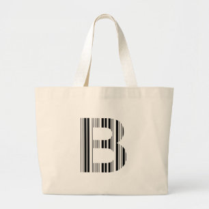 Bolsa Tote Grande Padrão de código de barras da primeira inicial LET