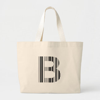 Bolsa Tote Grande Padrão de código de barras da primeira inicial LET
