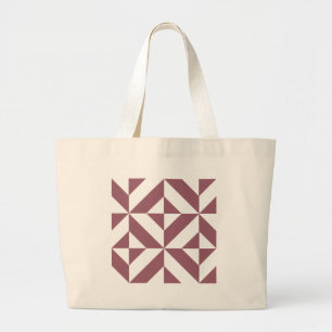 Bolsa Tote Grande Padrão de Cubo de Deco Geométrico de Plum