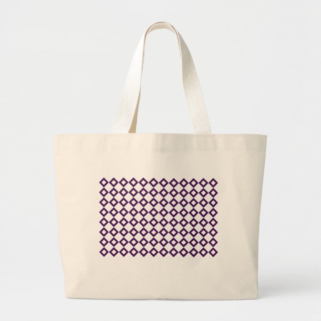 Bolsa Tote Grande Padrão de diamante branco e roxo (Frente)