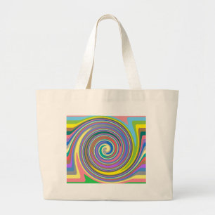 Bolsa Tote Grande Padrão de espiral do arco-íris colorida