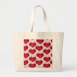 Bolsa Tote Grande Padrão de Frutas Divertidas de Maçãs Frescas