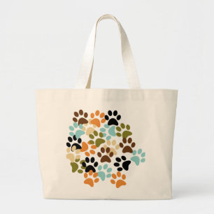 Bolsa Tote Grande Padrão de impressão da pata do cão