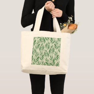 Bolsa Tote Grande Padrão de Natureza Elegante Salvia & Folha de Oliv