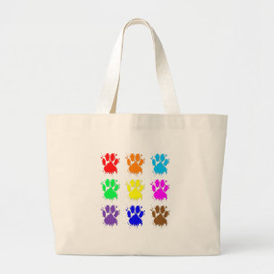 Bolsa Tote Grande Padrão de Pata de Cachorro de Tinta