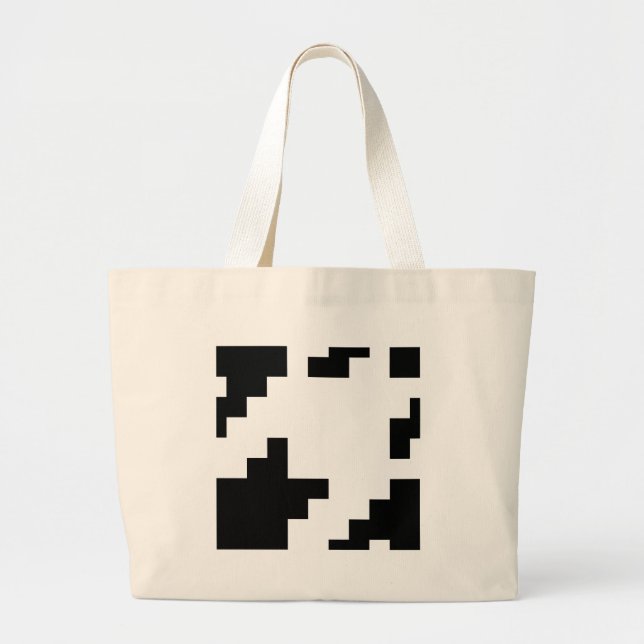 Bolsa Tote Grande Padrão de verificação de houndstooth de pixel de 8 (Frente)