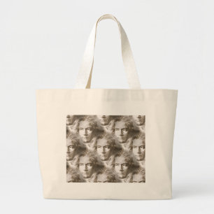 Bolsa Tote Grande Padrão do Retrato de Beethoven