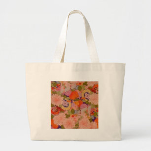 Bolsa Tote Grande Padrão Floral Rosa de Flor Kimono