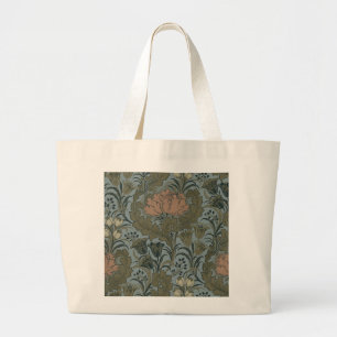 Bolsa Tote Grande Padrão Floral Vitoriano Antigo Terracota Sage