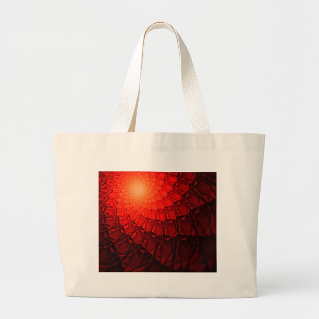 Bolsa Tote Grande Padrão Fractal Vermelho (Frente)