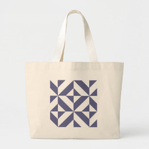 Bolsa Tote Grande Padrão Geométrico de Deco Azul-Meia-Noite