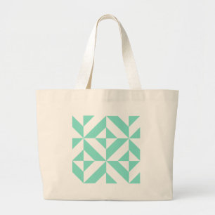 Bolsa Tote Grande Padrão Geométrico do Deco Cubo Seafoam Green