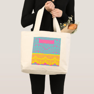 Bolsa Tote Grande Padrões floralart espanhóis- Aqua e amarelo