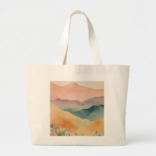 Bolsa Tote Grande Paisagem Abstrata de Aquarela Artística Natureza 
