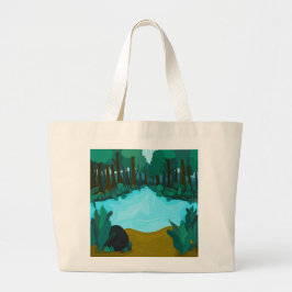Bolsa Tote Grande Paisagem Artística 'Pond do Bosque Encantado'