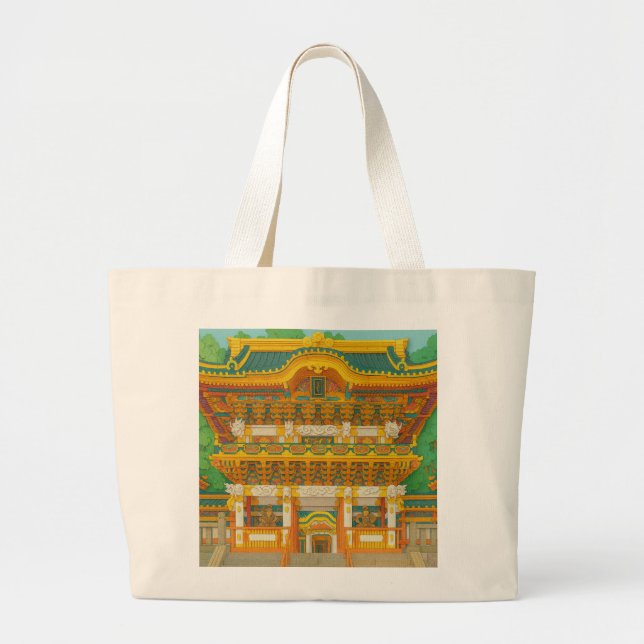 Bolsa Tote Grande Paisagem JAPONESA | Yomeimon Gate | Corte de papel (Frente)