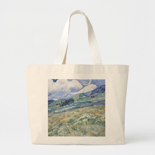 Bolsa Tote Grande Paisagem por trás do Santo Paul Vincent van Gogh (Frente)