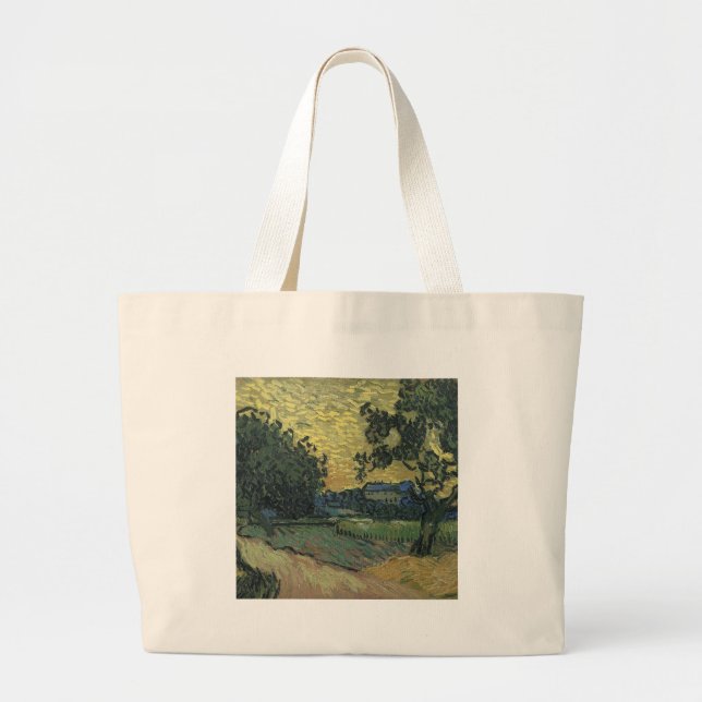 Bolsa Tote Grande Paisagem Van Gogh em Twilight (Frente)