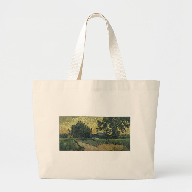 Bolsa Tote Grande Paisagem Van Gogh em Twilight (Frente)