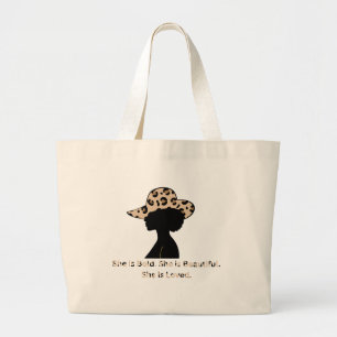 Bolsa Tote Grande Palavras de Afirmação de Tote Bag Cheetah impressã