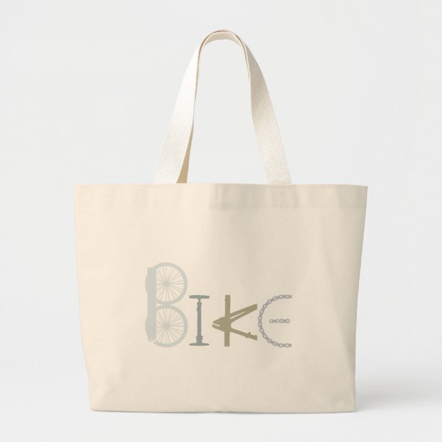 Bolsa Tote Grande Palavras de bicicleta de bicicleta de peças de bic (Frente)