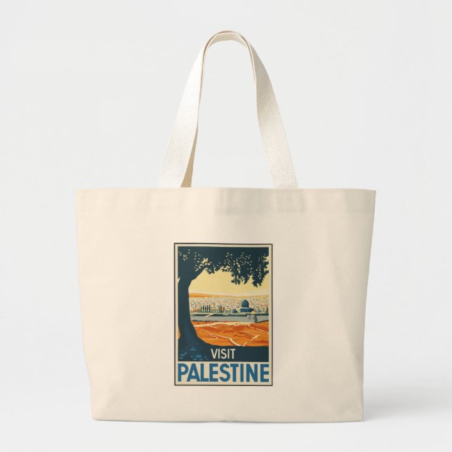 Bolsa Tote Grande Palestina viagens vintage (Frente)