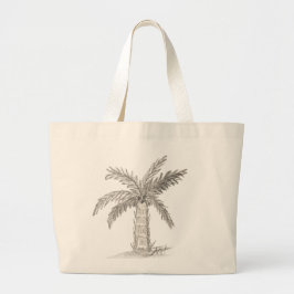 Bolsa Tote Grande Palmeira de garrafa desenhada à mão com folhas