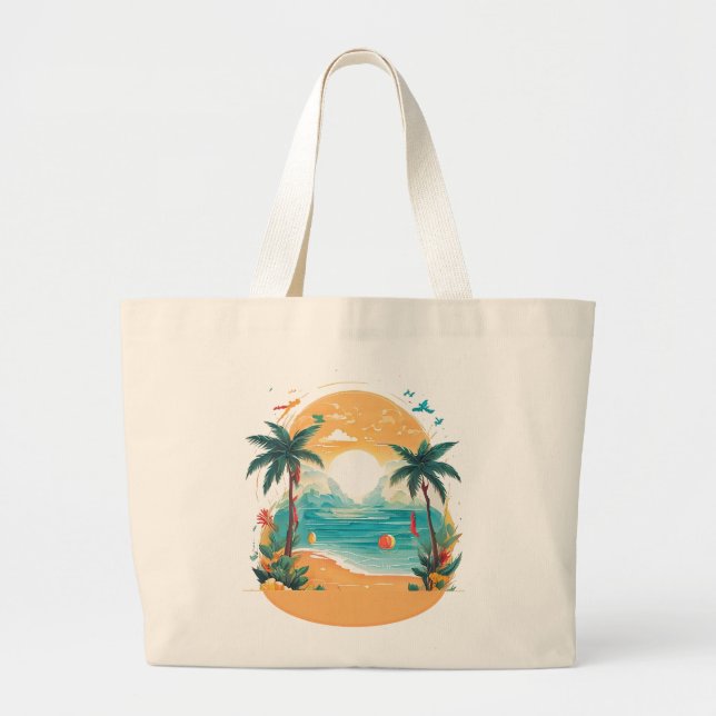 Bolsa Tote Grande Palmeira de Sun Beach (Frente)