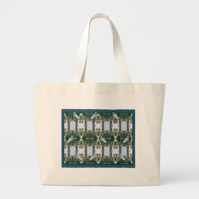 Bolsa Tote Grande Palmeira & Egret (Frente)