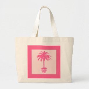Bolsa Tote Grande Palmeira Potted - máscaras do rosa coral