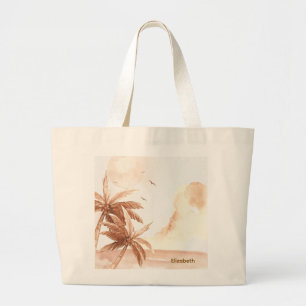 Bolsa Tote Grande Palmeiras Tropicais Rústicas