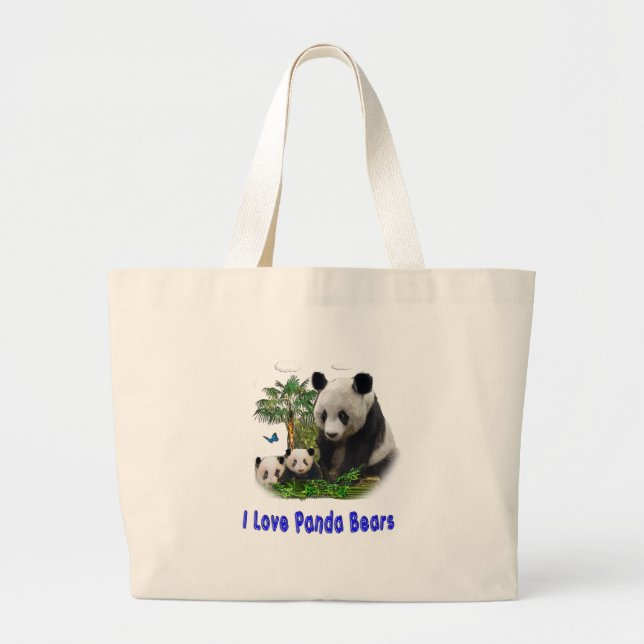 Bolsa Tote Grande panda beras (Frente)