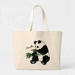 Bolsa Tote Grande Panda Gigante Come Bambu Nome